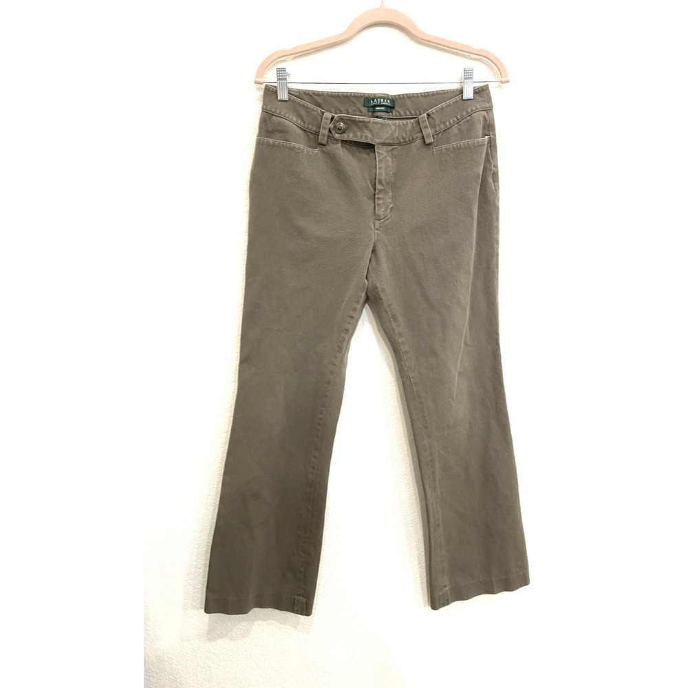 Women's Lauren Ralph Lauren LRL Size 8 Adelle Pants Brown Gray Casual Minimalist